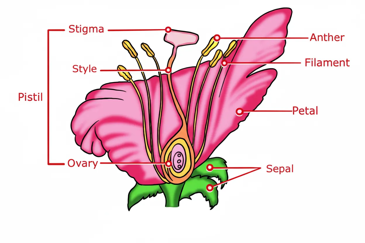 Longitudinal section of flower